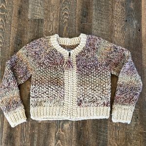 Anthropologie Angel of the North Cropped Zip Up Cardigan